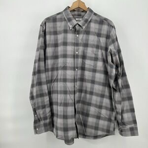 Gap Shirt Mens XL Gray Plaid Button Down Standard Fit Preppy Casual